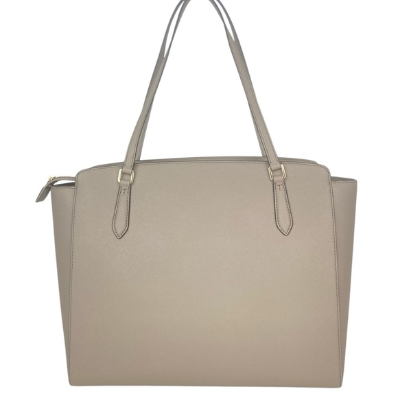 NWOT * TORY BURCH Emerson Top Zip Leather Tote Bag in French Grey - Picture 2 of 13